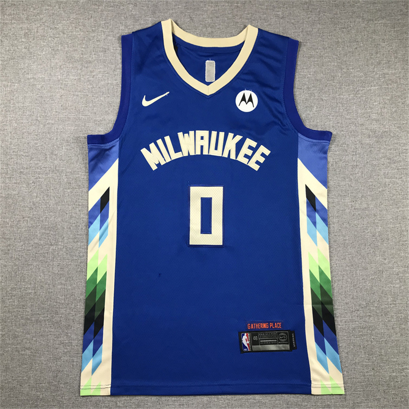 Men Milwaukee Bucks #0 Lillard Blue Nike 2025 NBA Jersey